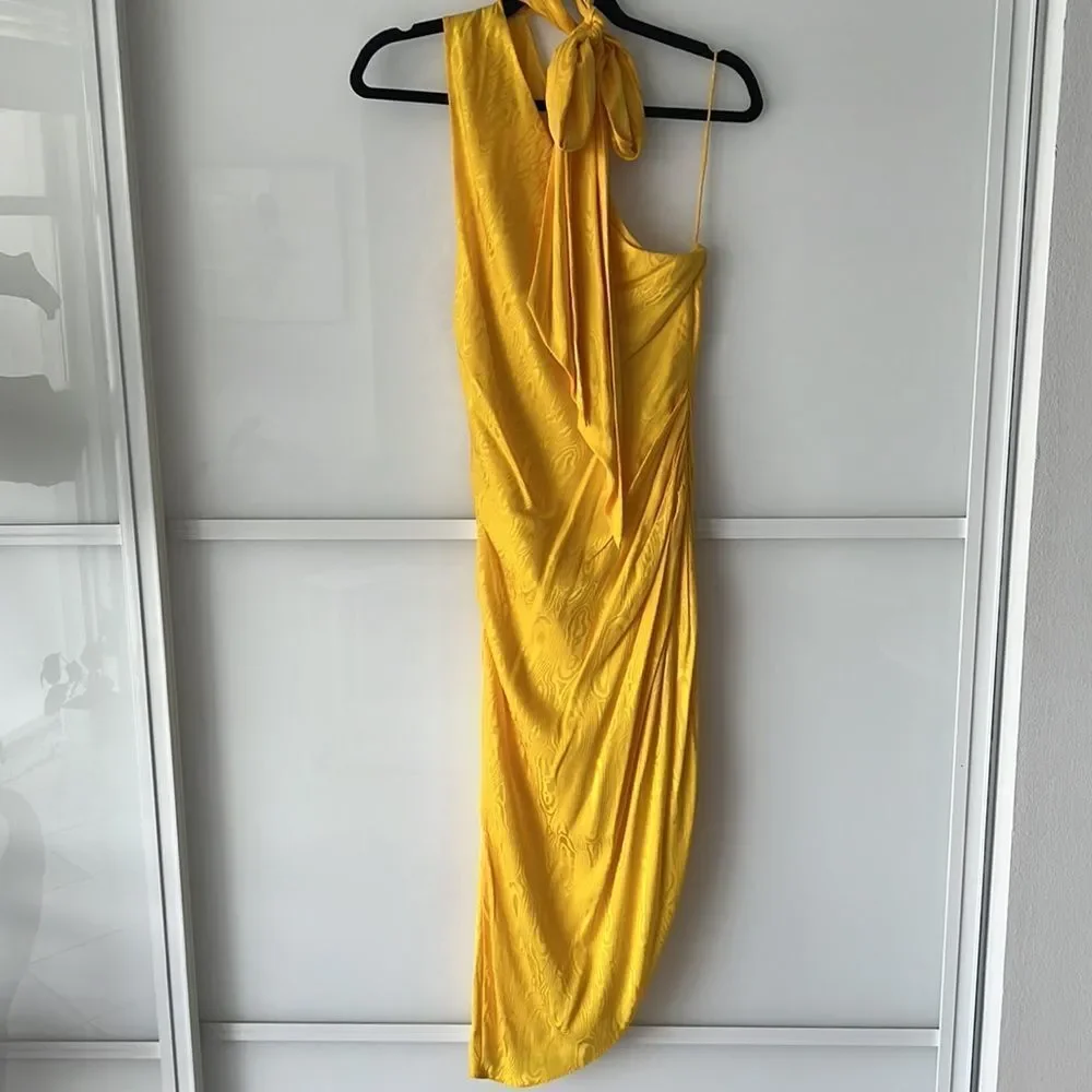 RONNY KOBO Zoey One Shoulder Dress NEW BEAUTIFUL Yellow SMALL